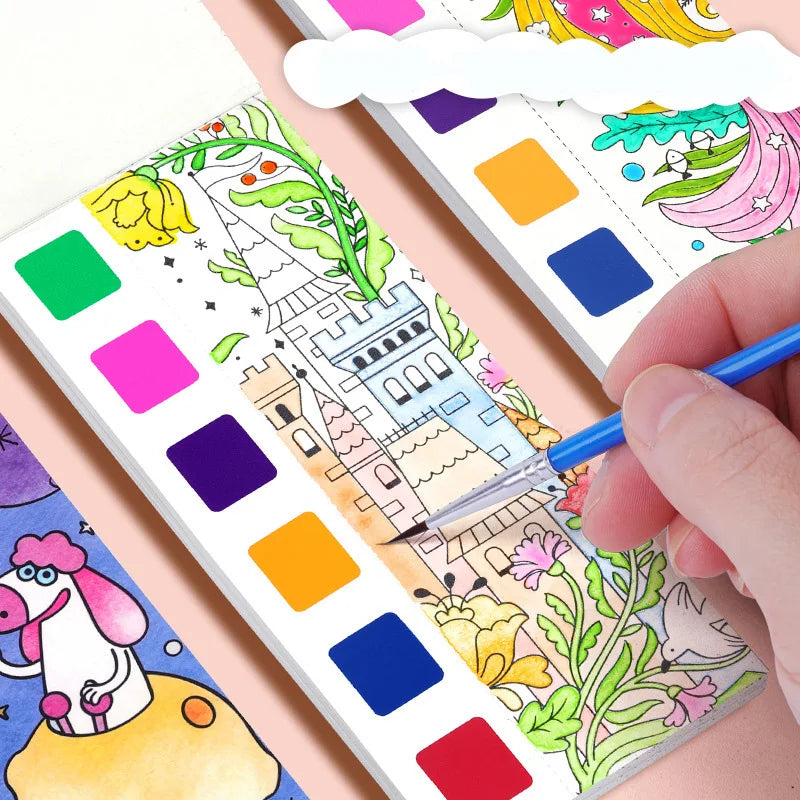Kids Watercolor Painting Coloring Book