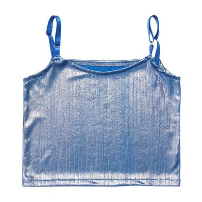 Girls Metallic Shiny Vest Crop Top (Age 24M-16 YRS)