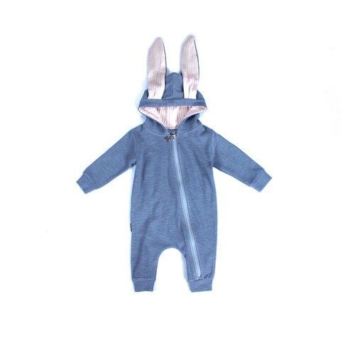 Baby Rabbit Ear Hooded Jumpsuit (6m-18m) Blue
