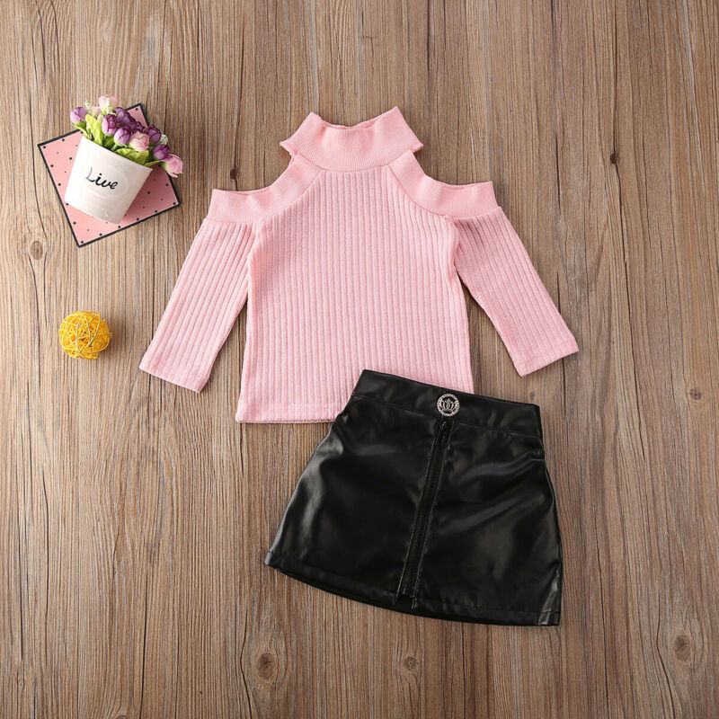 Girls Cold Shoulder Top & Skirt Set (Age 18M-5YRS)