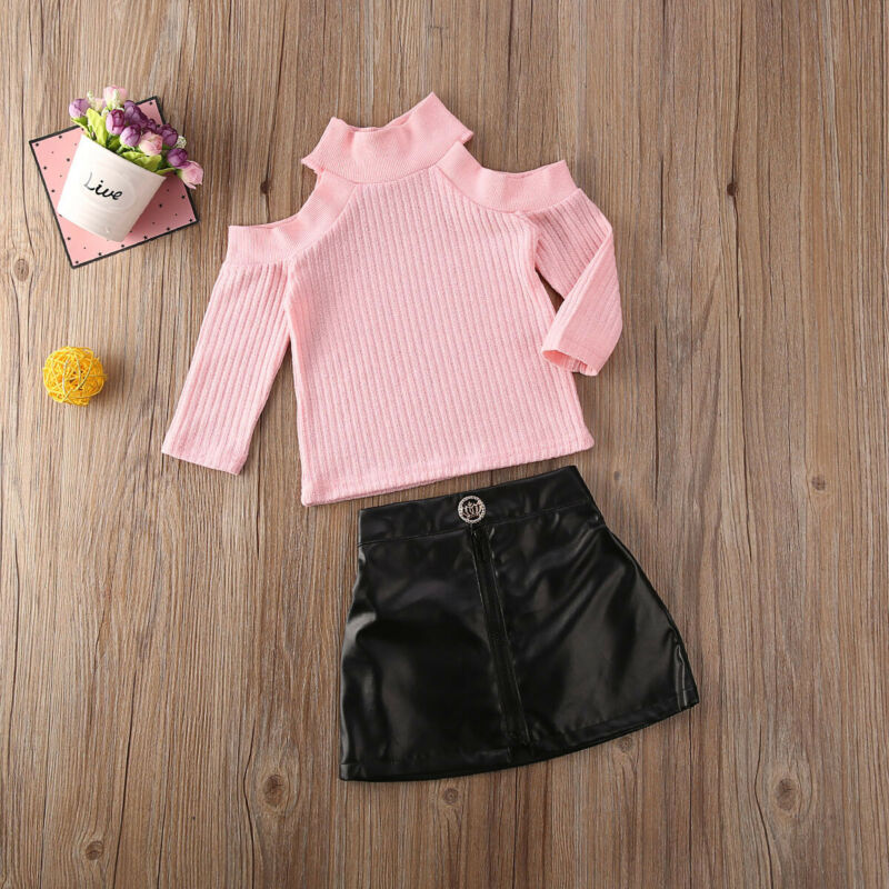 Girls Cold Shoulder Top & Skirt Set (Age 18M-5YRS)