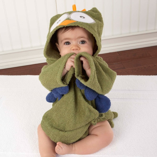 Baby Hooded Bathrobe (Age Newborn - 18M) 0-18M Green Owl