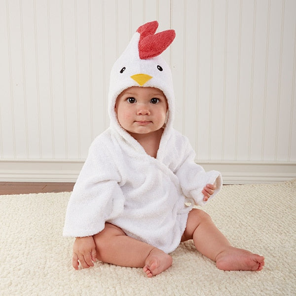 Baby Hooded Bathrobe (Age Newborn - 18M) 0-18M White Chicken