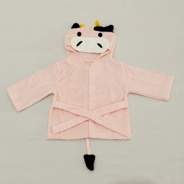 Baby Hooded Bathrobe (Age Newborn - 18M) 0-18M Pink Cow