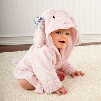 Baby Hooded Bathrobe (Age Newborn - 18M) 0-18M Pink Poodle