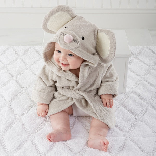 Baby Hooded Bathrobe (Age Newborn - 18M) 0-18M Gray Mouse