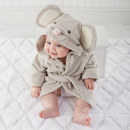 Baby Hooded Bathrobe (Age Newborn - 18M) 0-18M Gray Mouse