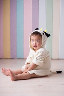 Baby Hooded Bathrobe (Age Newborn - 18M) 0-18M Beige Cow