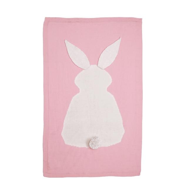 Baby Knitted Rabbit Receiving Swaddle Blanket Pink