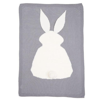 Baby Knitted Rabbit Receiving Swaddle Blanket Grey