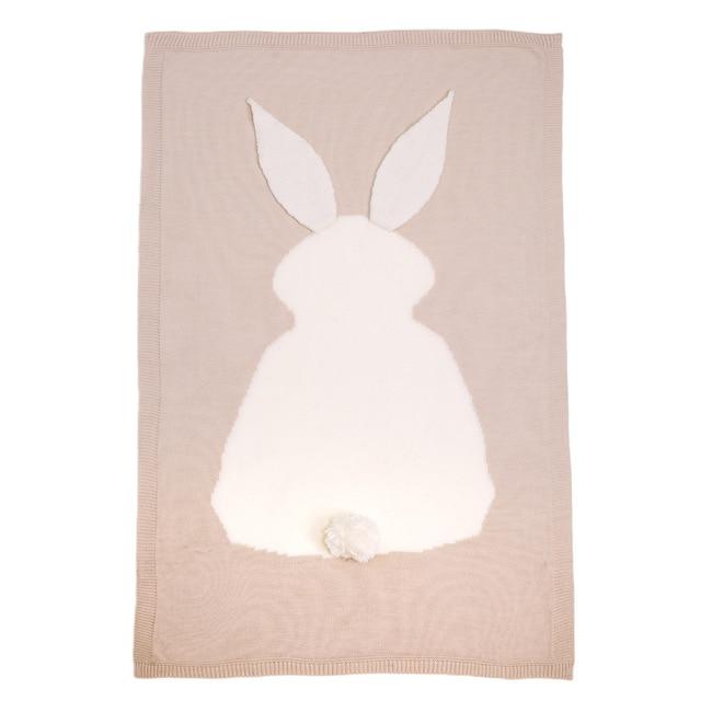 Baby Knitted Rabbit Receiving Swaddle Blanket Brown