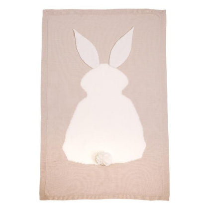 Baby Knitted Rabbit Receiving Swaddle Blanket Brown