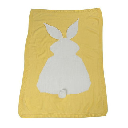 Baby Knitted Rabbit Receiving Swaddle Blanket Yellow