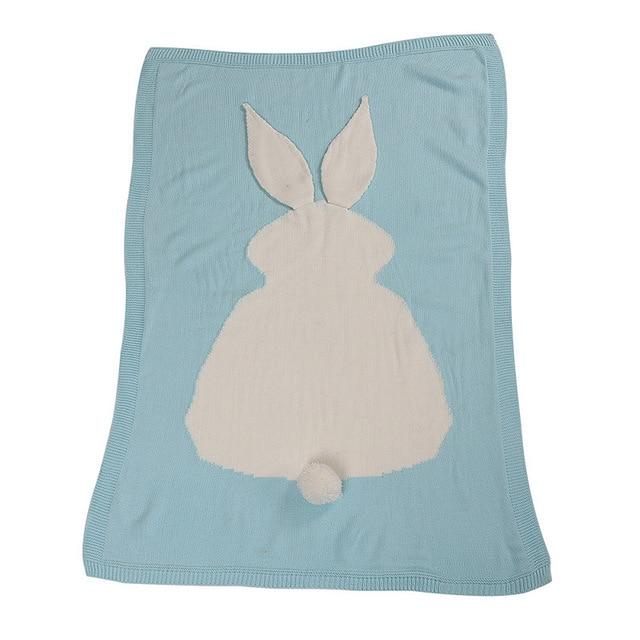 Baby Knitted Rabbit Receiving Swaddle Blanket Green