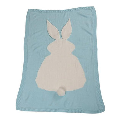 Baby Knitted Rabbit Receiving Swaddle Blanket Green