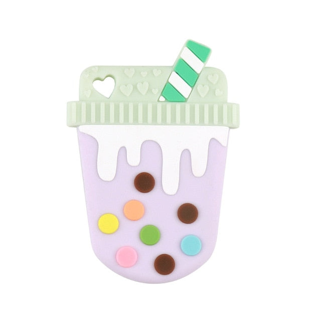 Baby Food Grade Silicone Animal Teething Toy Purple Milkshake