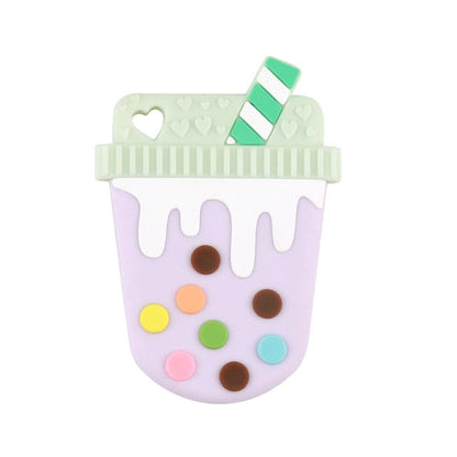 Baby Food Grade Silicone Animal Teething Toy Purple Milkshake