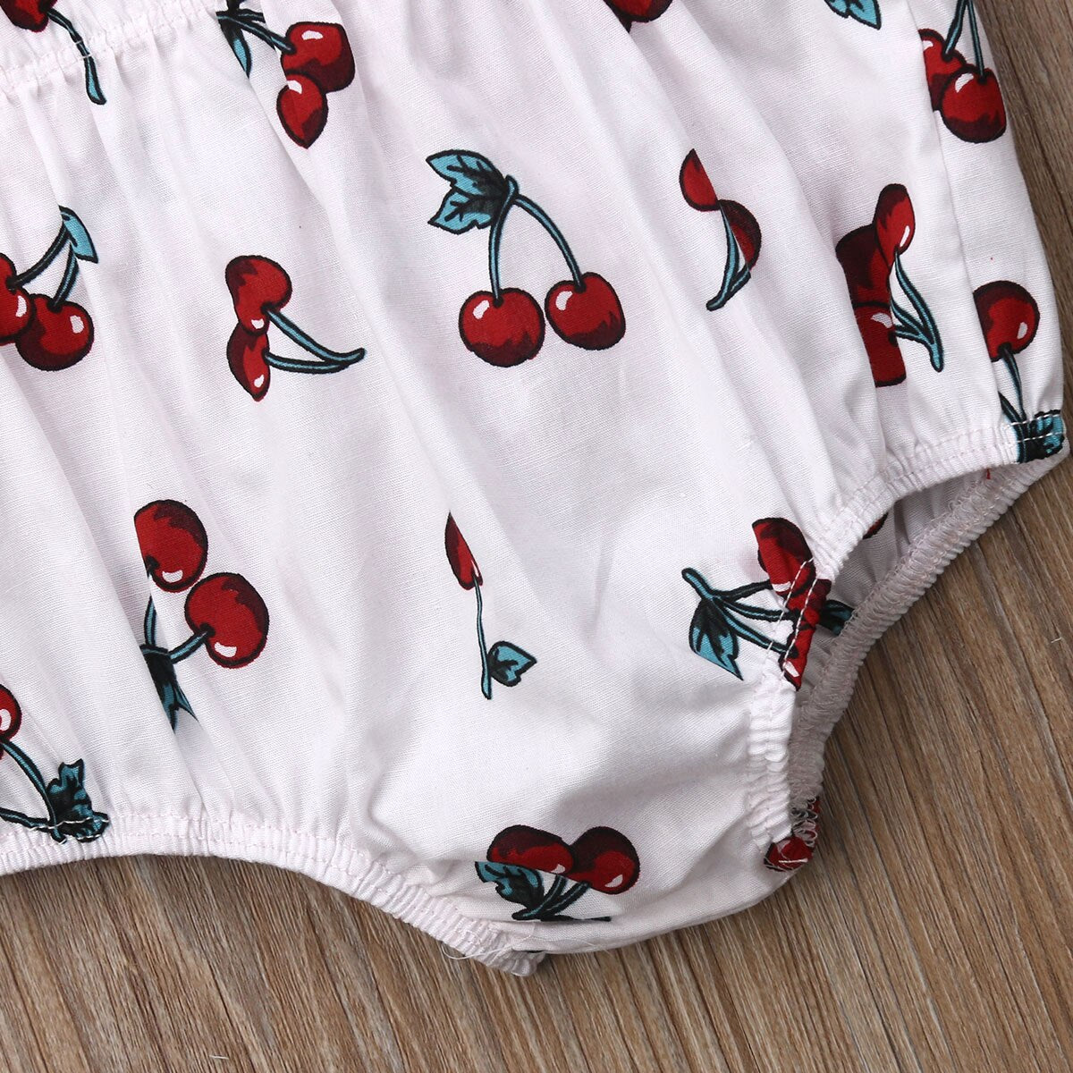 Baby Girls Red Cherry Print Romper & Headband Set (Age 3M-18M)