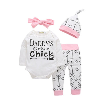 4 Pack - Baby Girls Daddy’s Bodysuit & Trousers & Hat Set (Age 3M - 24M) Light Pink