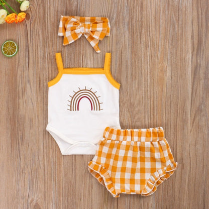 Baby Girls Bodysuit Shorts & Headband (Age 3m-24m) Yellow