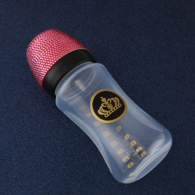 Baby Luxury Bling Crystal Embellished Feeding Bottle 240ml Red-Black