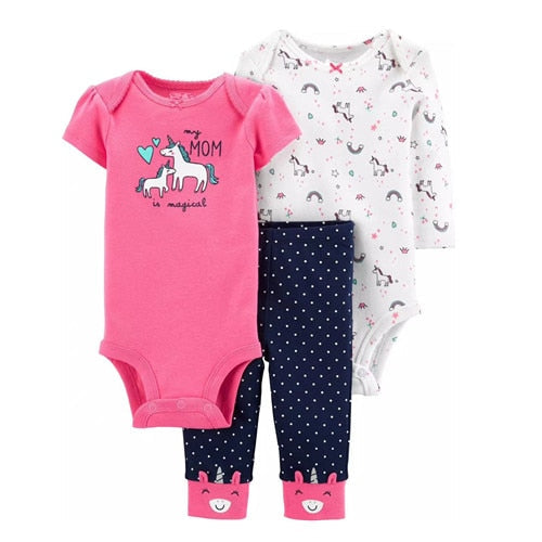 Baby Girls/ Boys Bodysuit T-Shirt & Trousers Outfit Set (Age 6M-24M) Pink