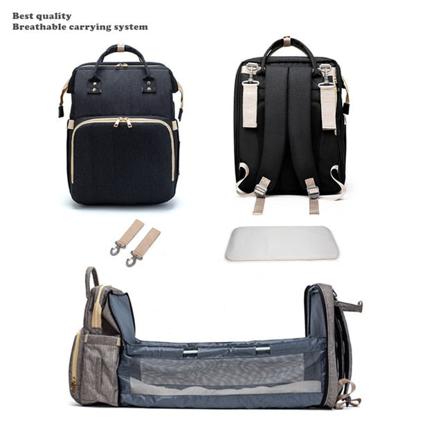 Baby Multifunctional Diaper Nappy Bag Bed Multi Style3Black
