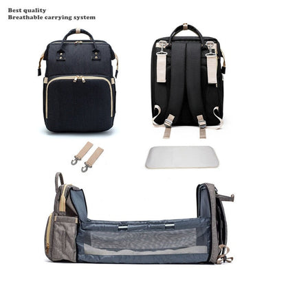 Baby Multifunctional Diaper Nappy Bag Bed Multi Style3Black