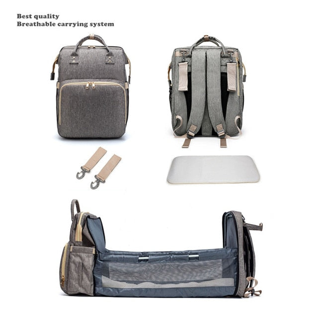 Baby Multifunctional Diaper Nappy Bag Bed Multi Style3Gray