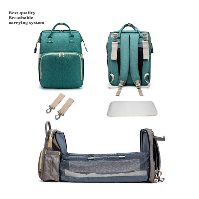 Baby Multifunctional Diaper Nappy Bag Bed Multi Style3Green