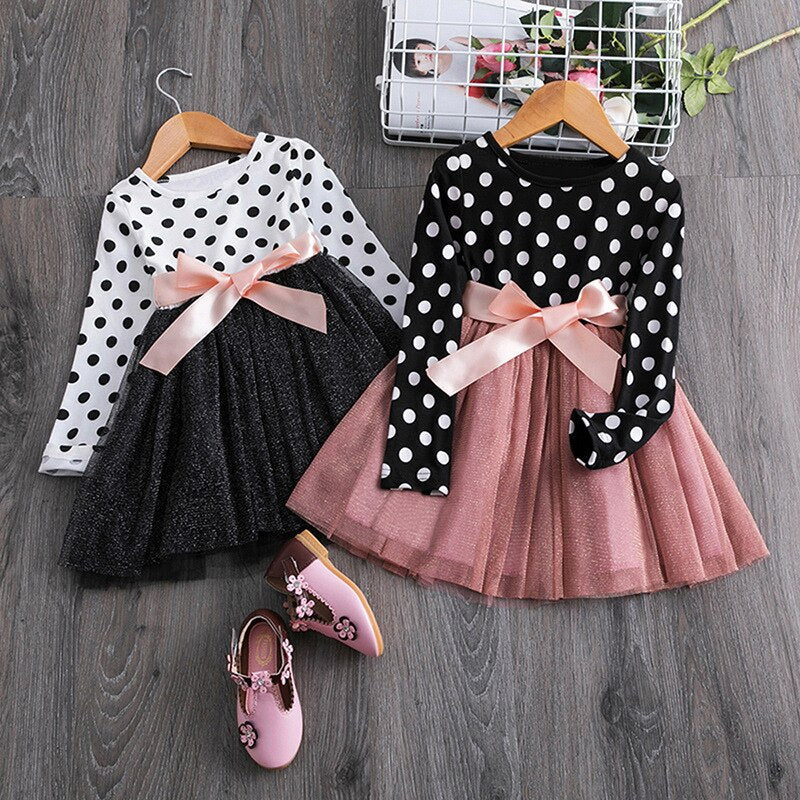 Girls Polka Dot Tulle Dress (Age 24M-7YRS)