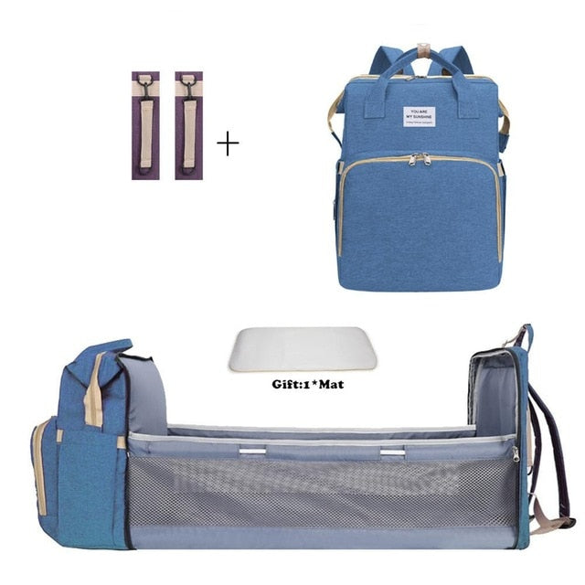 Baby Multifunctional Diaper Nappy Bag Bed Multi Style1Blue