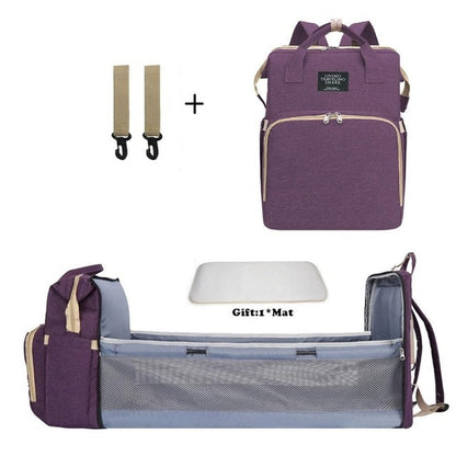 Baby Multifunctional Diaper Nappy Bag Bed Multi Style1Purple