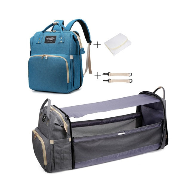 Baby Multifunctional Diaper Nappy Bag Bed Multi Style2Blue