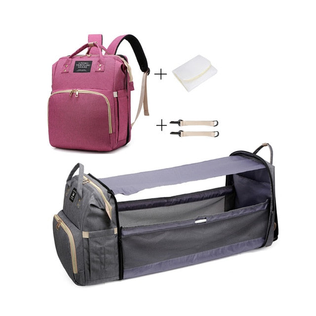 Baby Multifunctional Diaper Nappy Bag Bed Multi Style2Rose