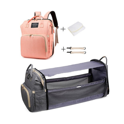 Baby Multifunctional Diaper Nappy Bag Bed Multi Style2Pink