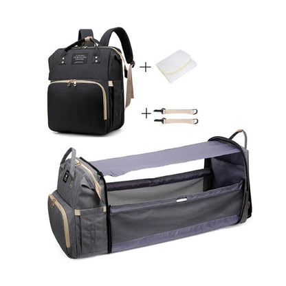 Baby Multifunctional Diaper Nappy Bag Bed Multi Style2Black1