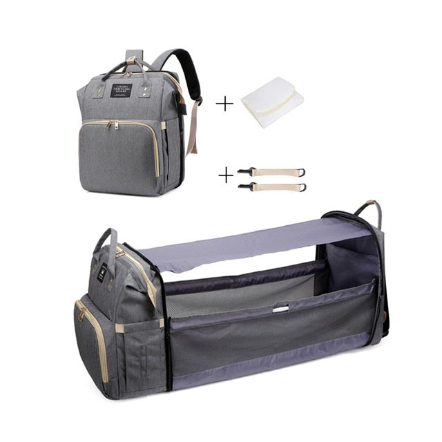 Baby Multifunctional Diaper Nappy Bag Bed Multi Style2Gray