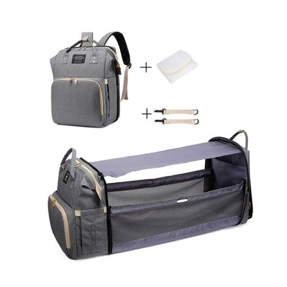 Baby Multifunctional Diaper Nappy Bag Bed Multi Style2Gray