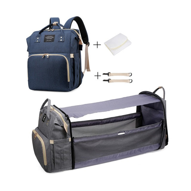 Baby Multifunctional Diaper Nappy Bag Bed Multi Style2Navy
