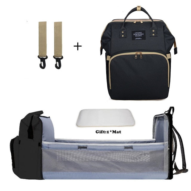 Baby Multifunctional Diaper Nappy Bag Bed Multi Style1Black