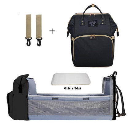Baby Multifunctional Diaper Nappy Bag Bed Multi Style1Black