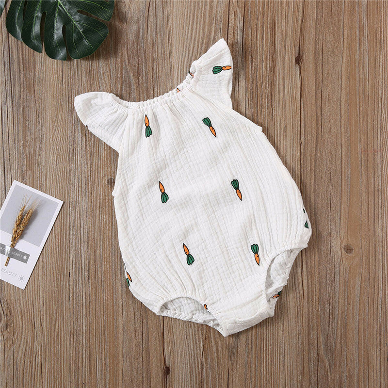 Baby Girls / Boys White Print Romper (Age 6m-24m)