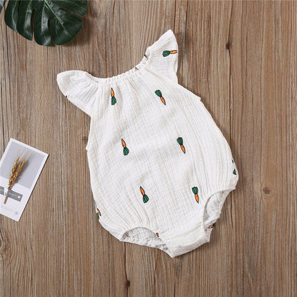 Baby Girls / Boys White Print Romper (Age 6m-24m)