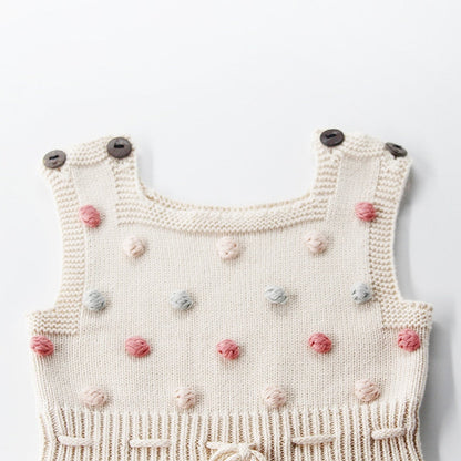 Baby Knitted Pom Pom Romper (Age Newborn - 24M)