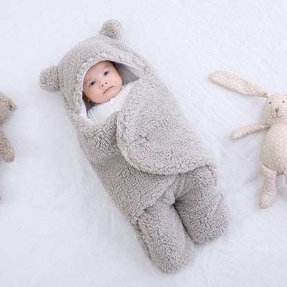 Baby Ultra-Soft Fluffy Fleece Receiving Blanket Infant Swaddle Gray