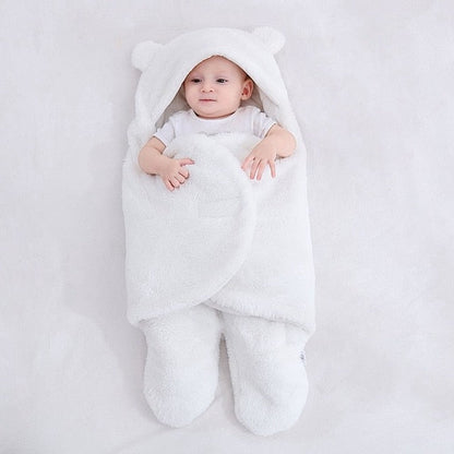 Baby Ultra-Soft Fluffy Fleece Receiving Blanket Infant Swaddle Snow White