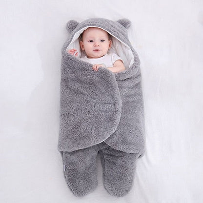 Baby Ultra-Soft Fluffy Fleece Receiving Blanket Infant Swaddle Grey