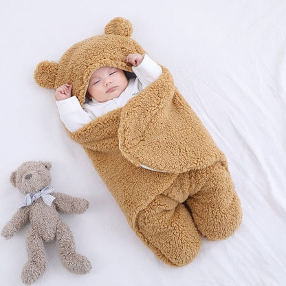 Baby Ultra-Soft Fluffy Fleece Receiving Blanket Infant Swaddle Brown