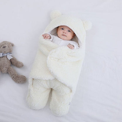 Baby Ultra-Soft Fluffy Fleece Receiving Blanket Infant Swaddle White